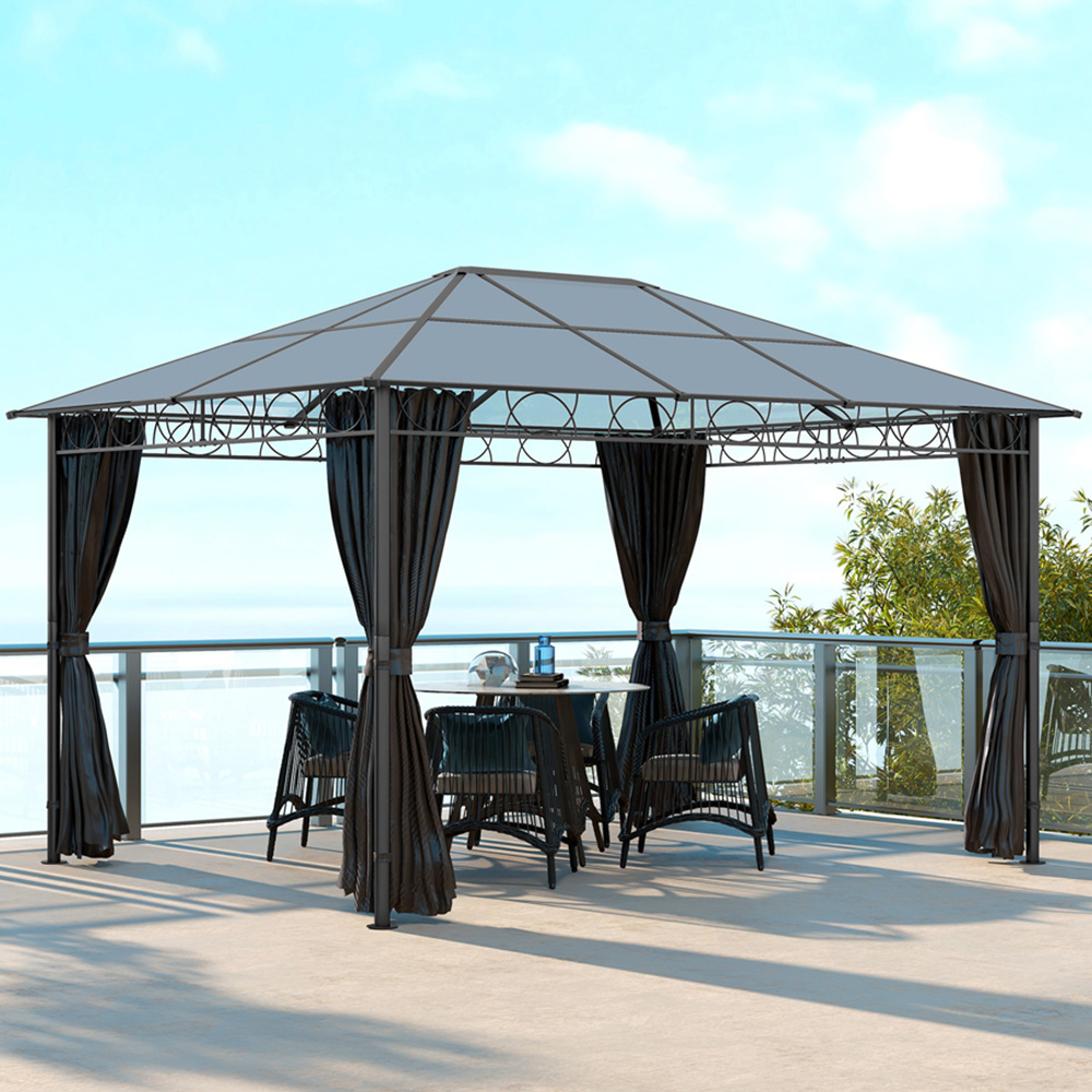 Outsunny 3 x 4m Grey Steel and Aluminium Gazebo Image 1
