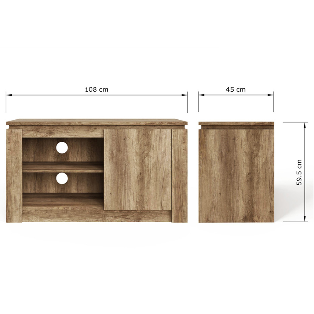 GFW Canyon Single Door 2 Shelf Grey Oak Compact TV Unit Image 9