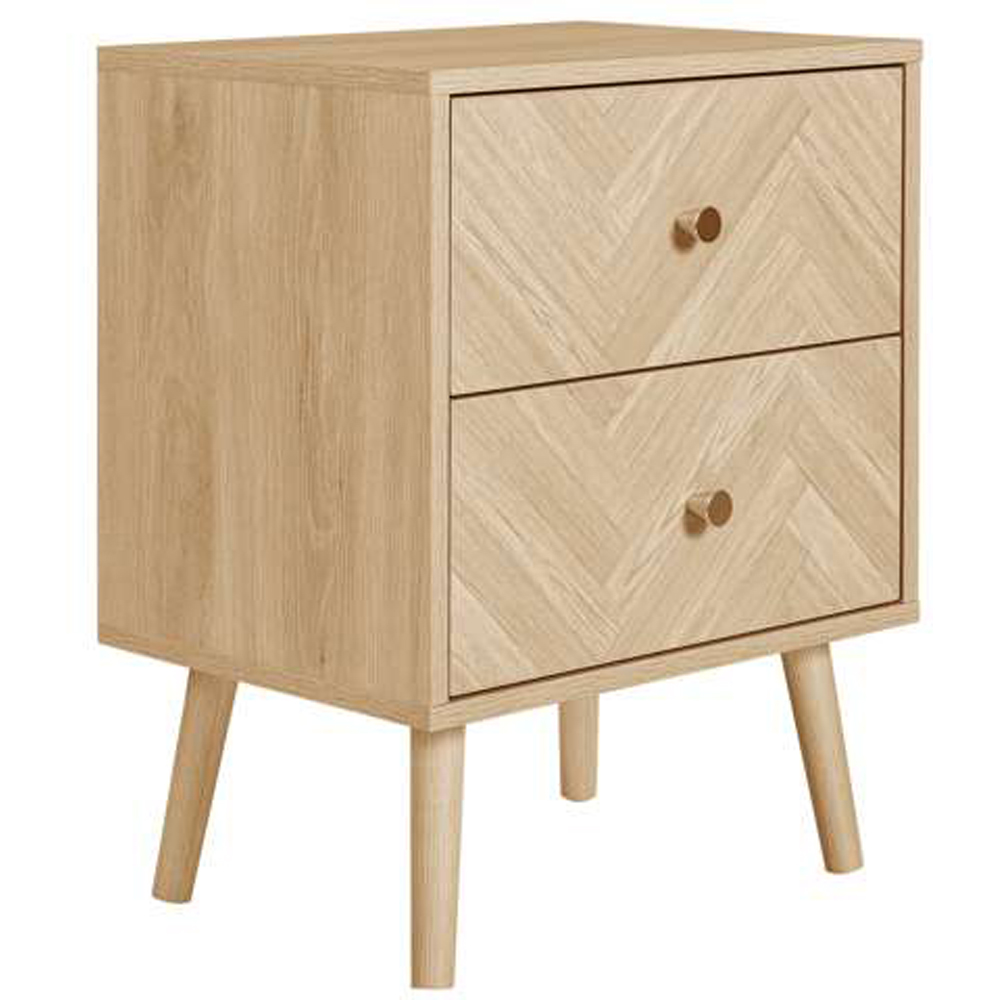 Birlea Herringford 2 Drawer Oak Bedside table Image 2