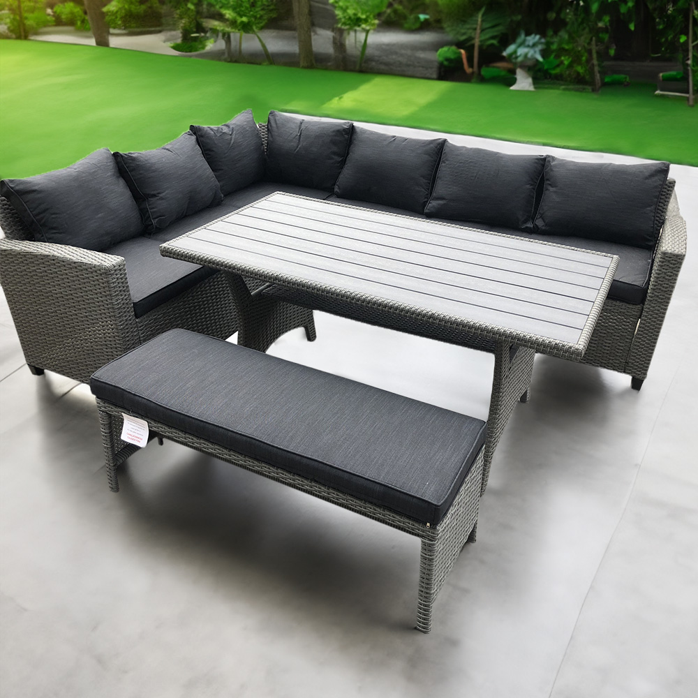 Furniture One 9 Seater Grey Rattan Garden Corner Lounge Set Image 1