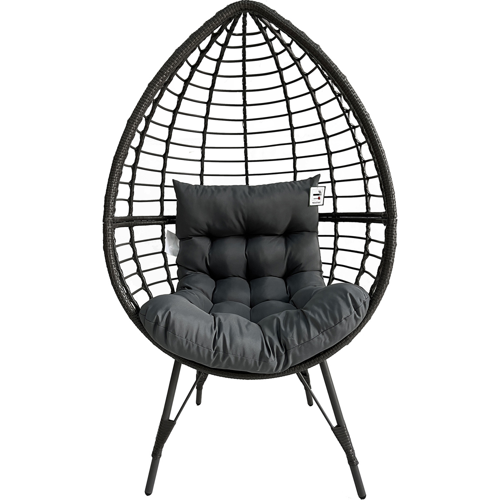 Furniture One Grey Rattan Egg Teardrop Cuddle Chair Image 2