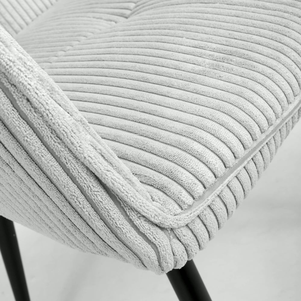 Denver Set of 2 Corduroy Light Grey Dining Chairs Image 6