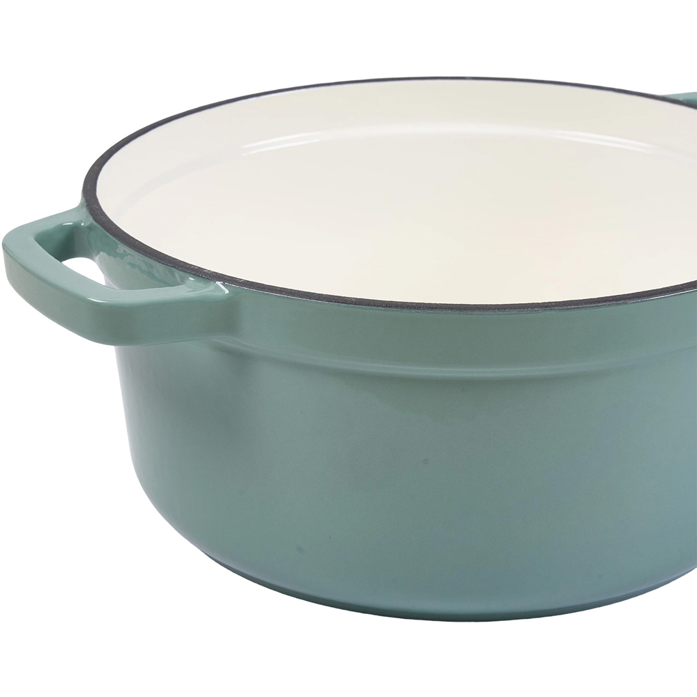Living and Home Emerald Green Enamelled Cast Iron Dutch Oven Pot 6L Image 5