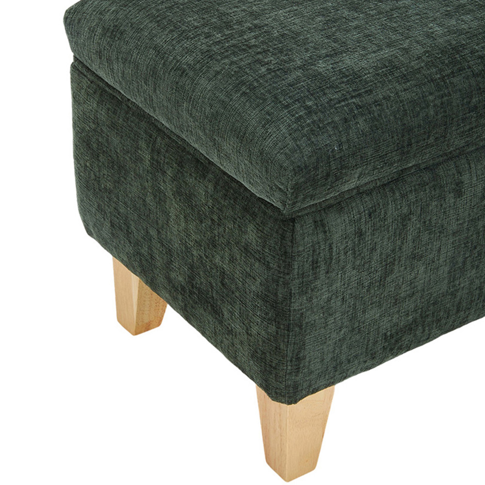 Living and Home Green Chenille Upholstered Storage Ottoman Image 3