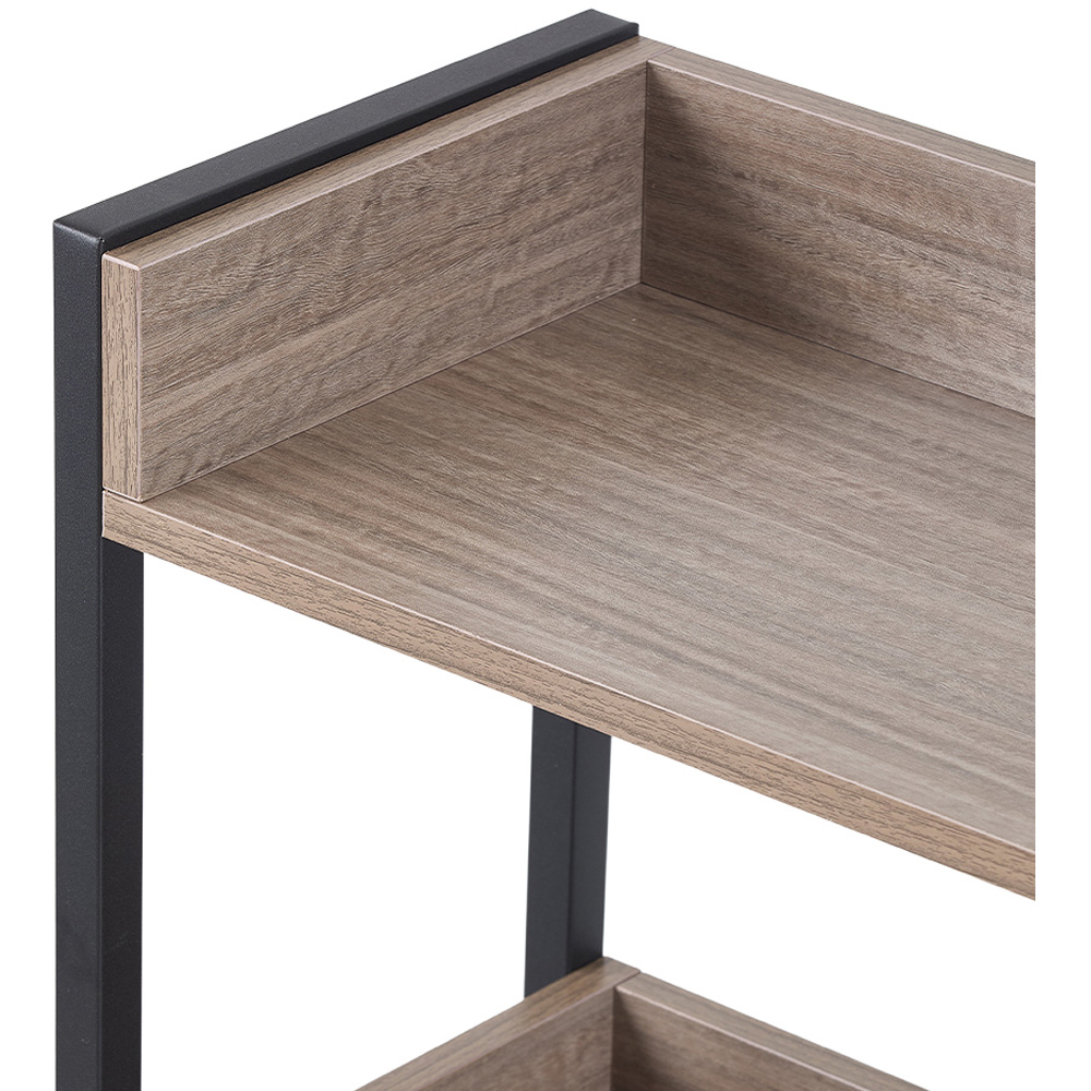 Living and Home 3 Shelf Black and Light Wood Freestanding Over the Toilet Storage Rack with Hooks Image 3