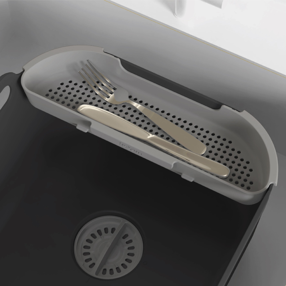 ReBorn Dark Grey Large Washing Up Bowl with Removable Multipurpose Drainer 9L Image 7