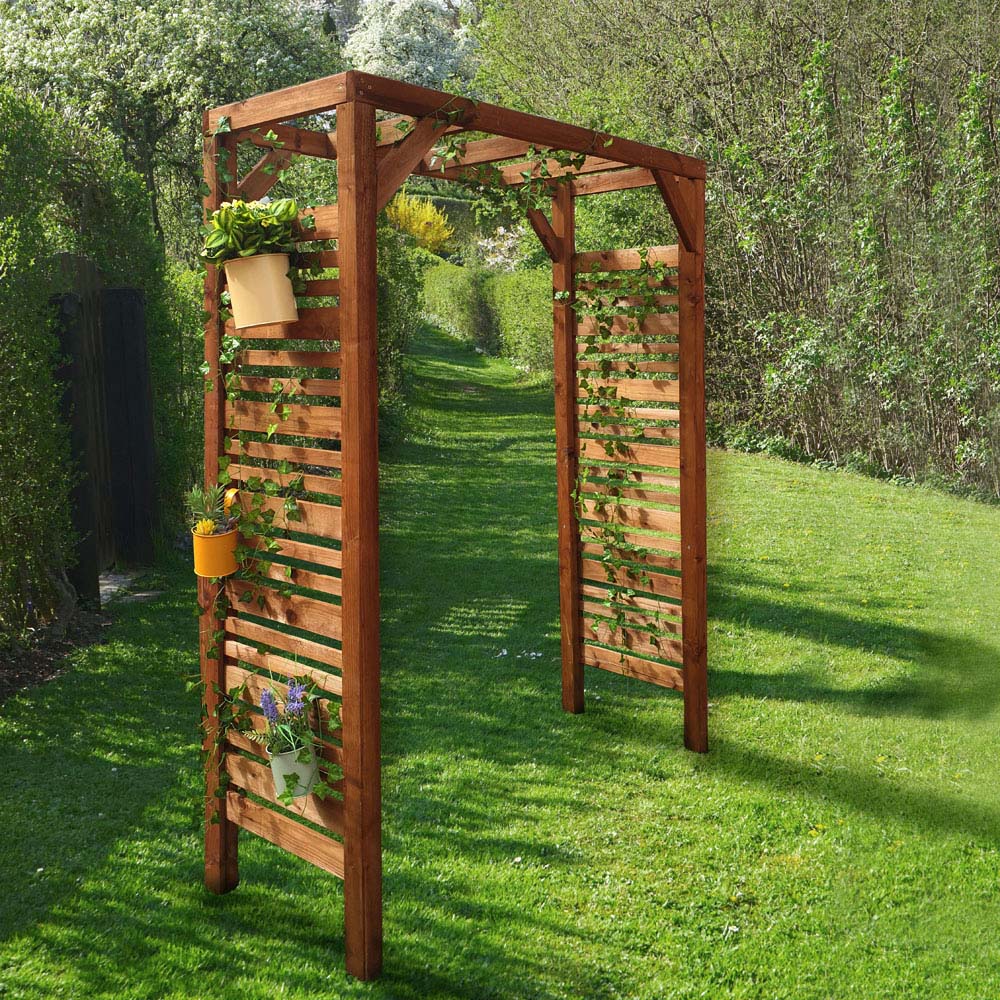 Cerland Lign Z Brown Wooden Flat Garden Arch 214 x 160cm Image 2