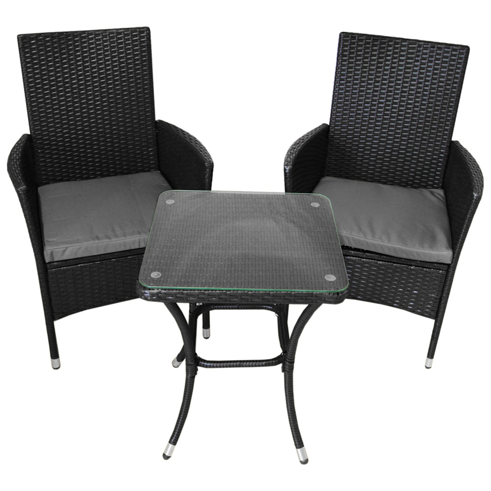 Monster Shop Jardi Rattan Effect 2 Seater Bistro Set Black Image 2