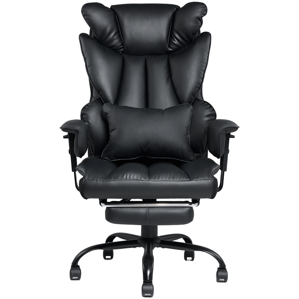 Living and Home Black Ergonomic Office Chair with Adjustable Armrests and Footrest Image 2