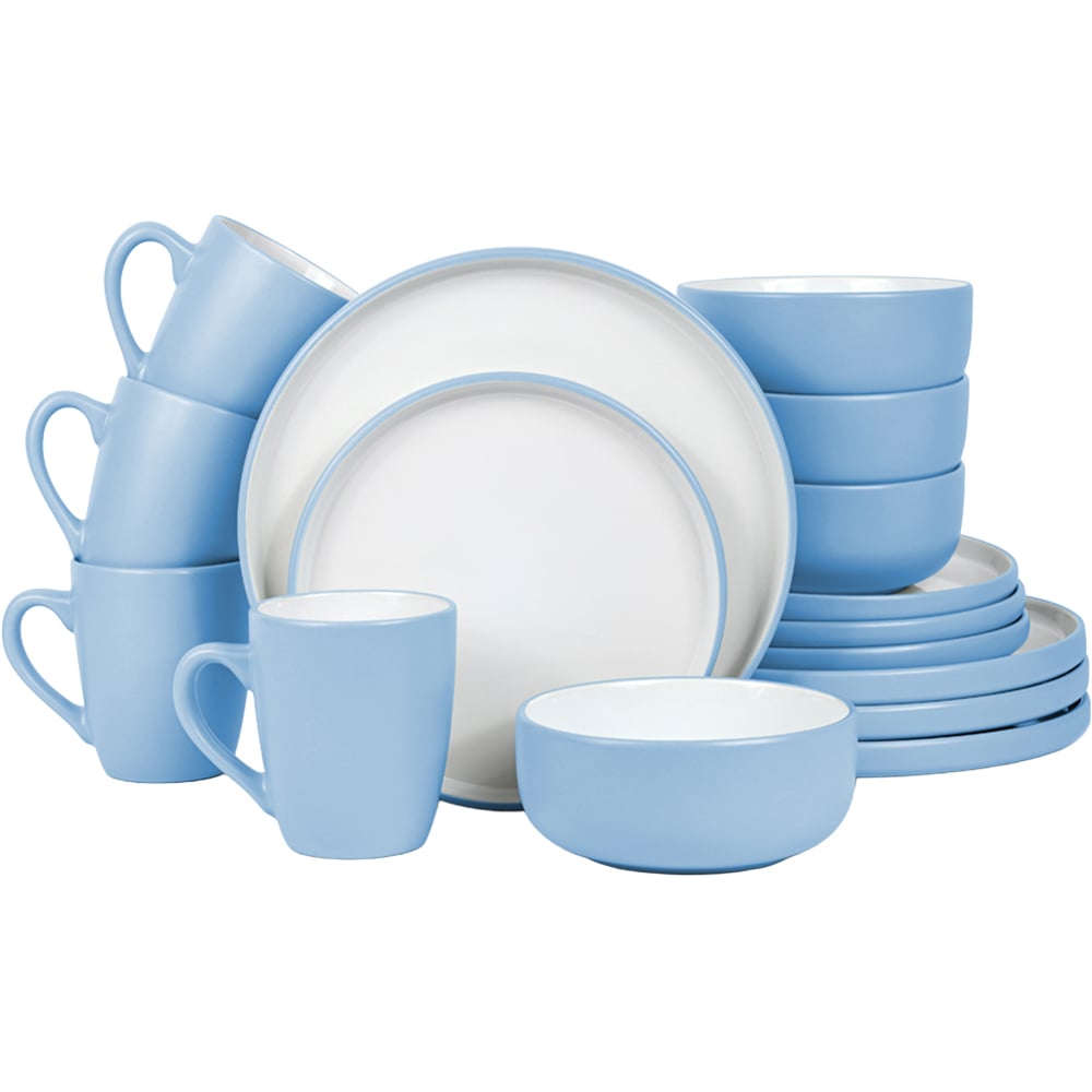 Waterside Blue Dual Tone Pastel 16 Piece Dinner Set Image 1