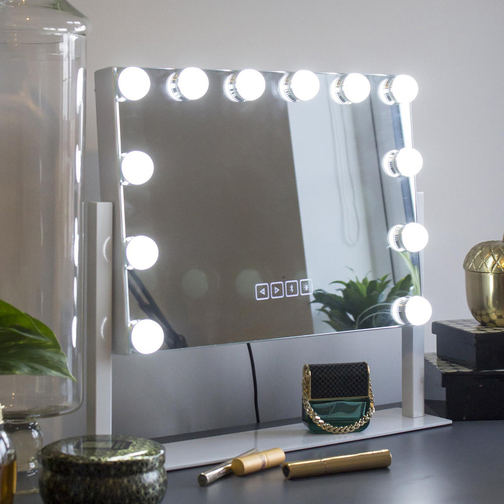 Jack Stonehouse White Vivien Hollywood Vanity Mirror with 12 LED Bulbs Image 3