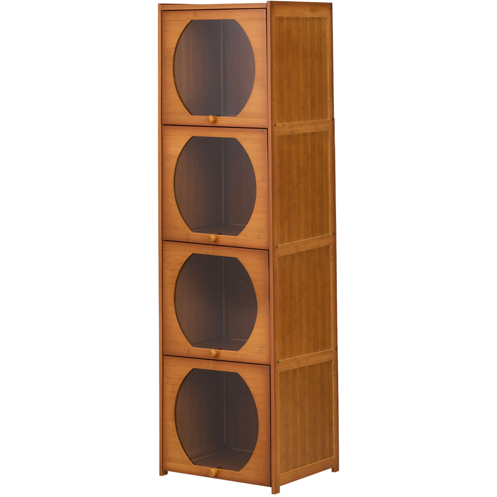 Living and Home 4 Acrylic Door Brown Bamboo Bookcase Image 2