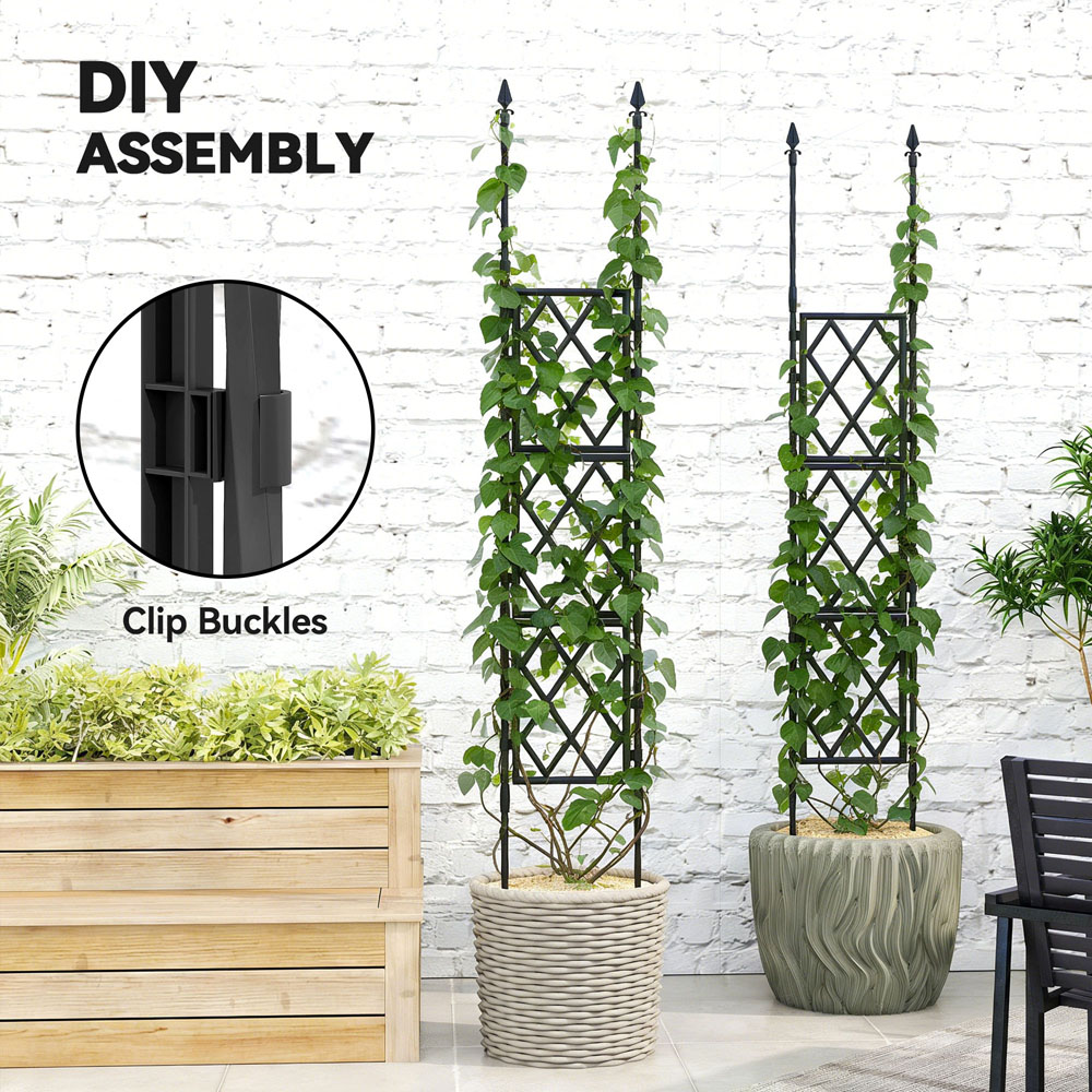 Outsunny Black Foldable Garden Trellis 85 x 197cm Image 7