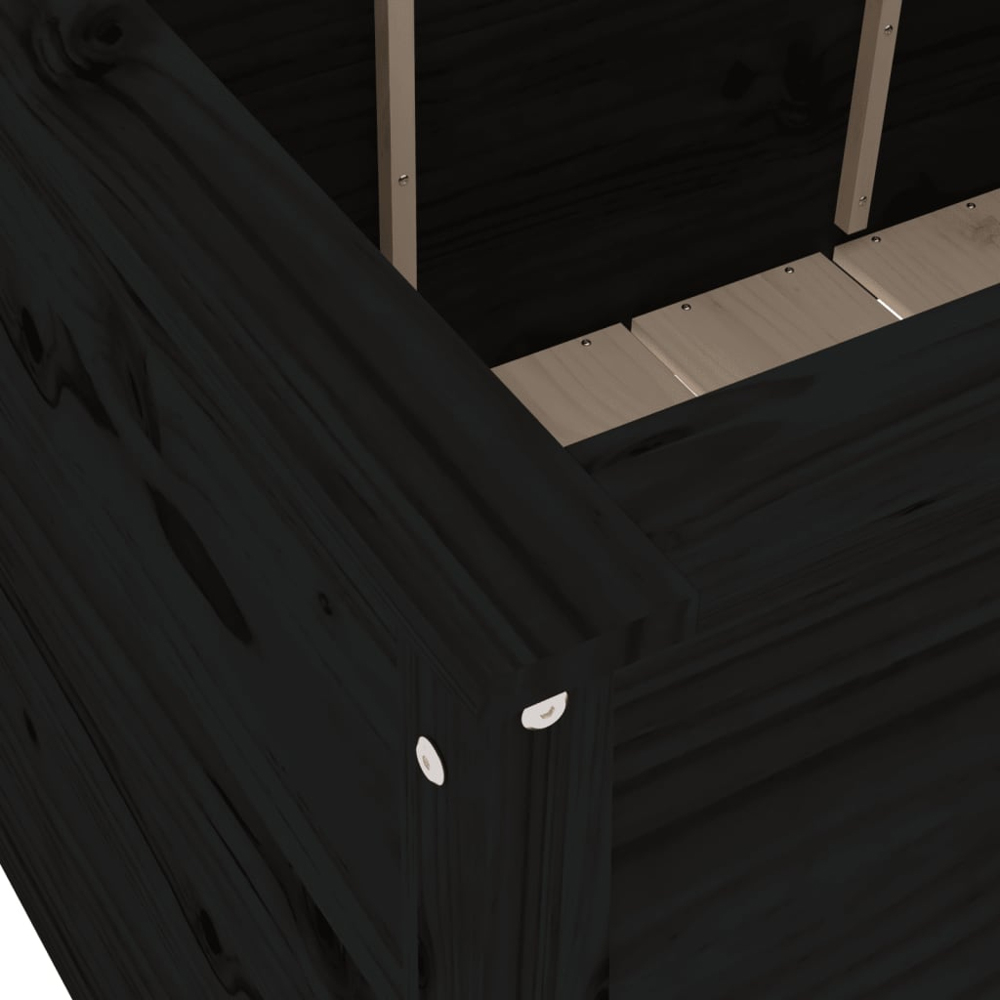 vidaXL Black Solid Pine Wood Raised Garden Planter 78 x 119.5 x 82.5cm Image 6