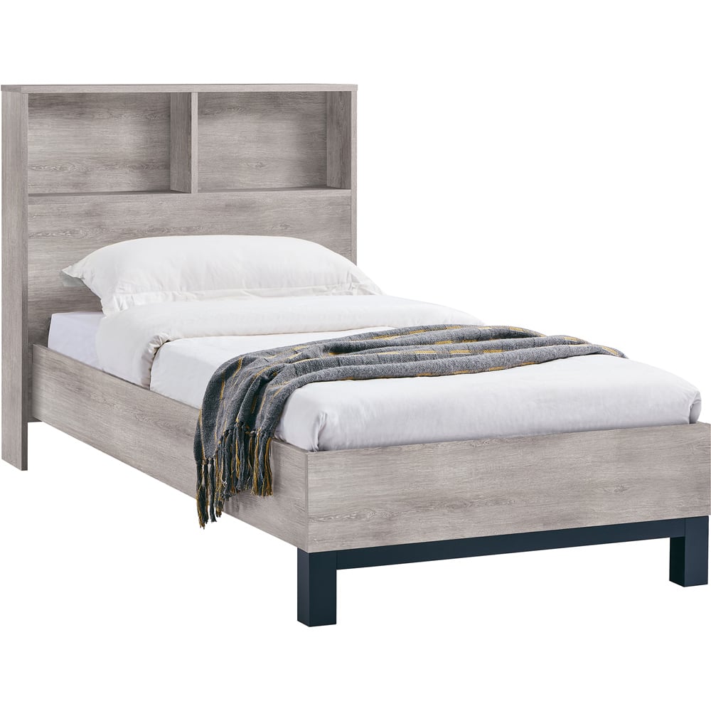 Julian Bowen Bali Single Grey Oak Bed with Bookcase Headboard Image 2