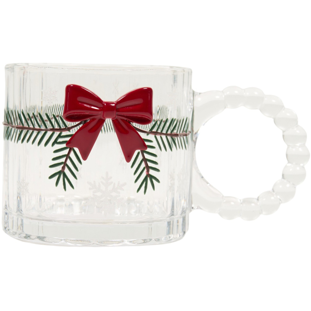 Snowflake or Bow Glass Mug Image 2
