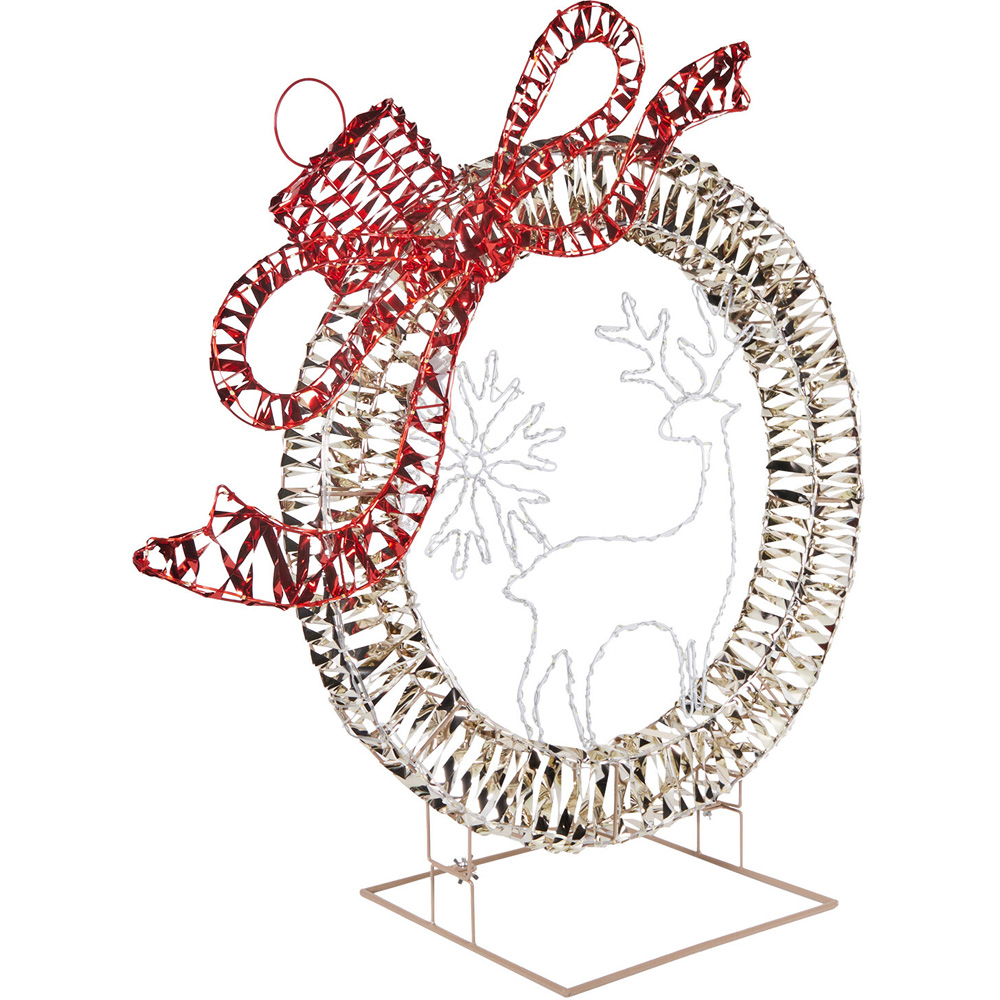LED Stag Bow Bauble - Silver Image 3