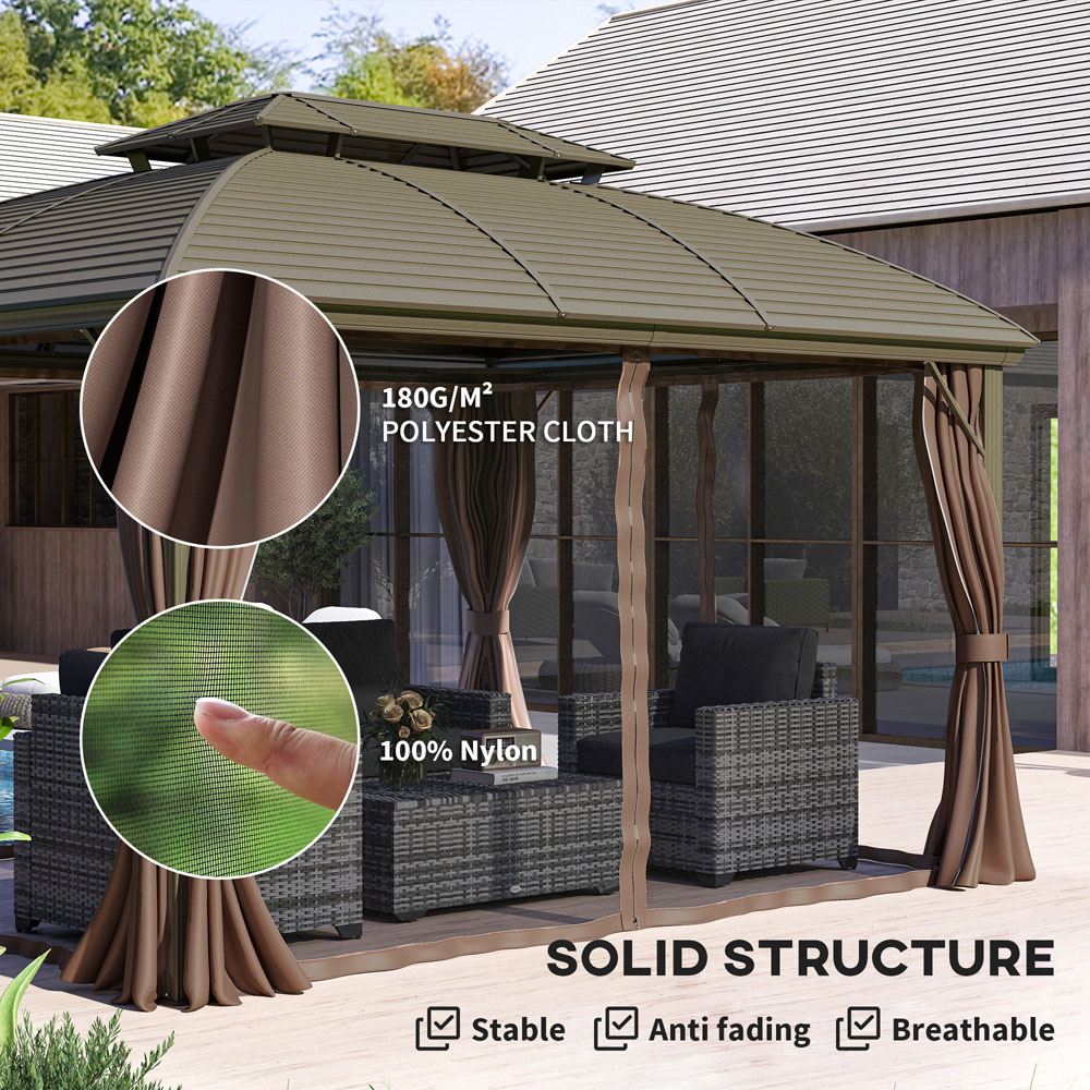 Outsunny 3.65 x 3m Coffee Aluminium Double Roof Hard Top Gazebo Image 6