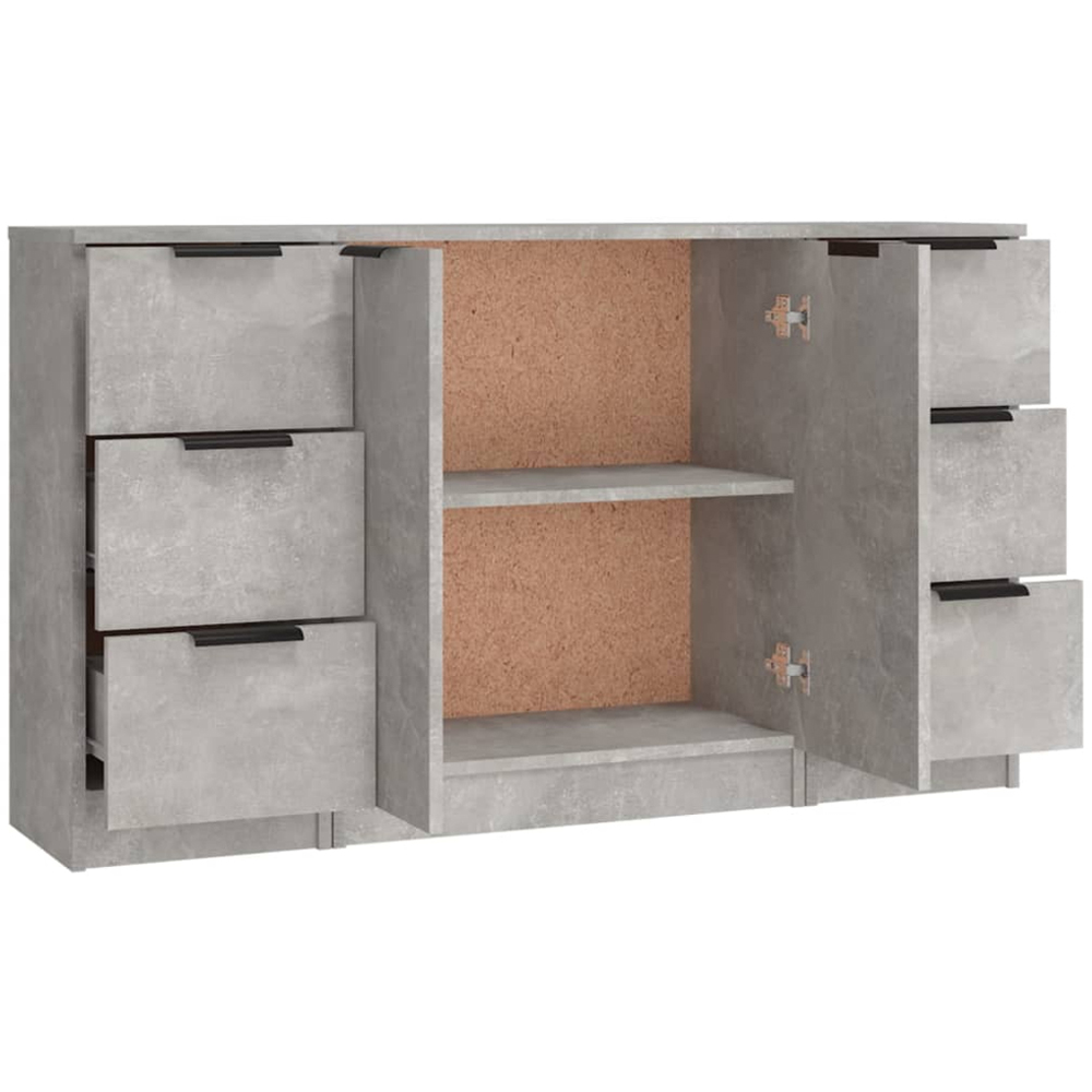 vidaXL 2 Door 6 Drawer Concrete Grey Sideboard 3 Piece Image 4