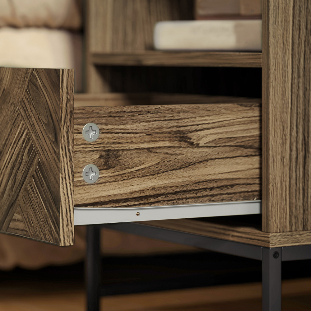 HOMCOM Single Drawer Single Shelf Brown Bedside Table Image 3