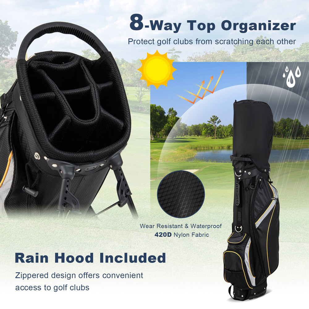 Costway 8 Way Dividers Golf Stand Bag with 7 Zippered Pockets Image 5