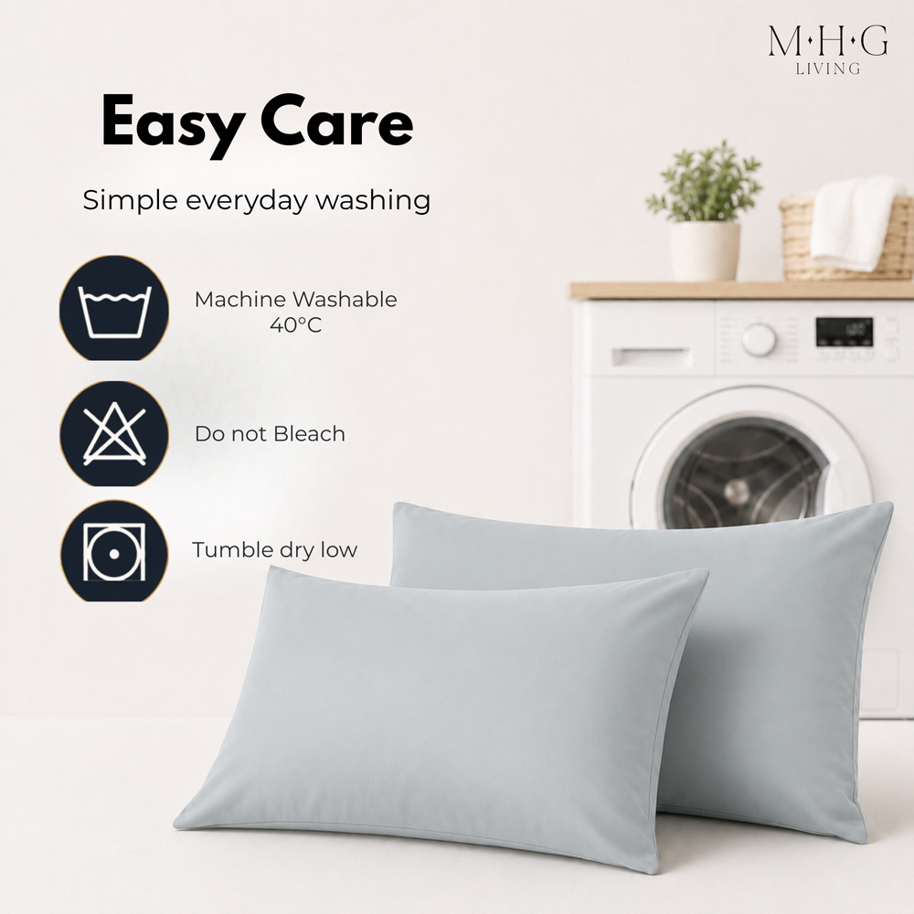 MHG Living Soft Grey Microfibre Envelope Closure Pillowcase 50 x 75cm 2 Pack Image 6