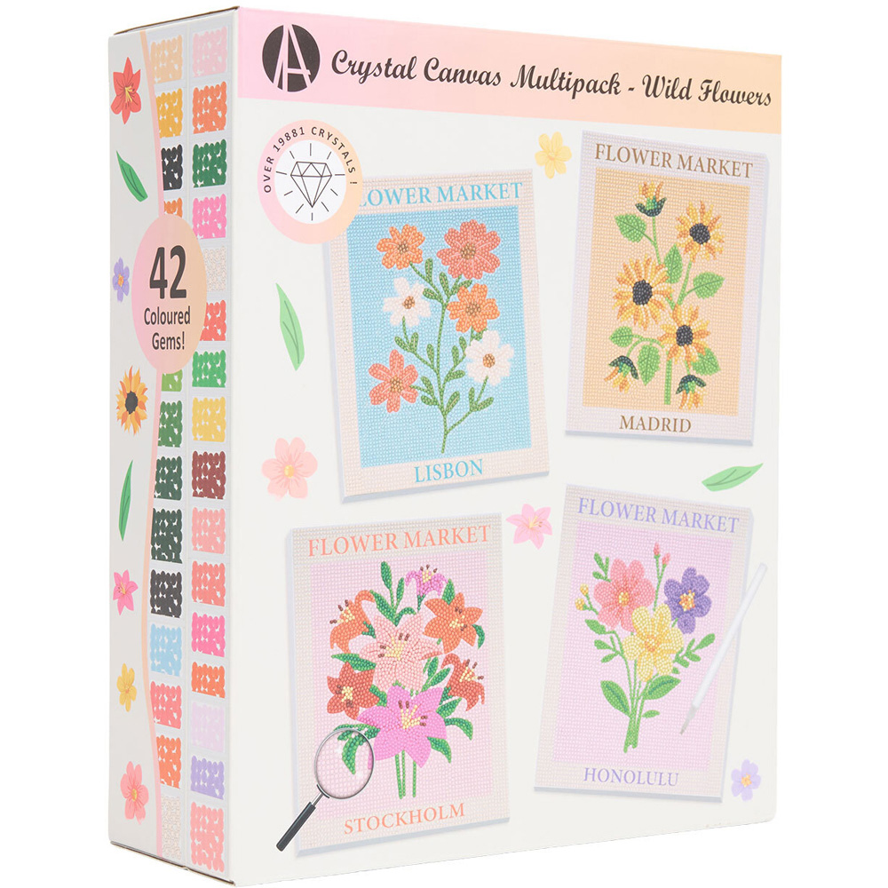 Pack of 4 Wild Flowers Crystal Canvases Image 1
