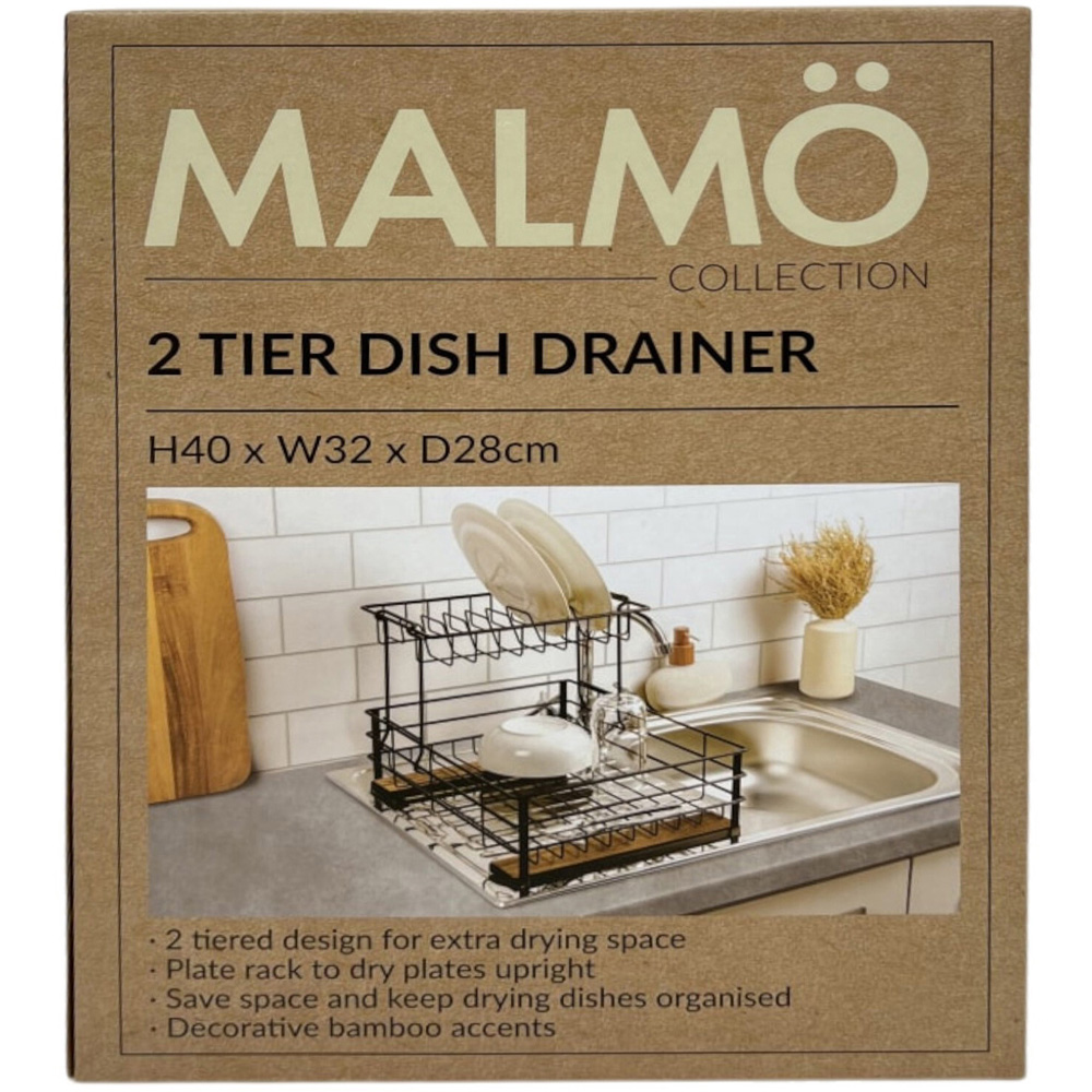 Malmo 2 Tier Bamboo Dish Drainer Black Image 7