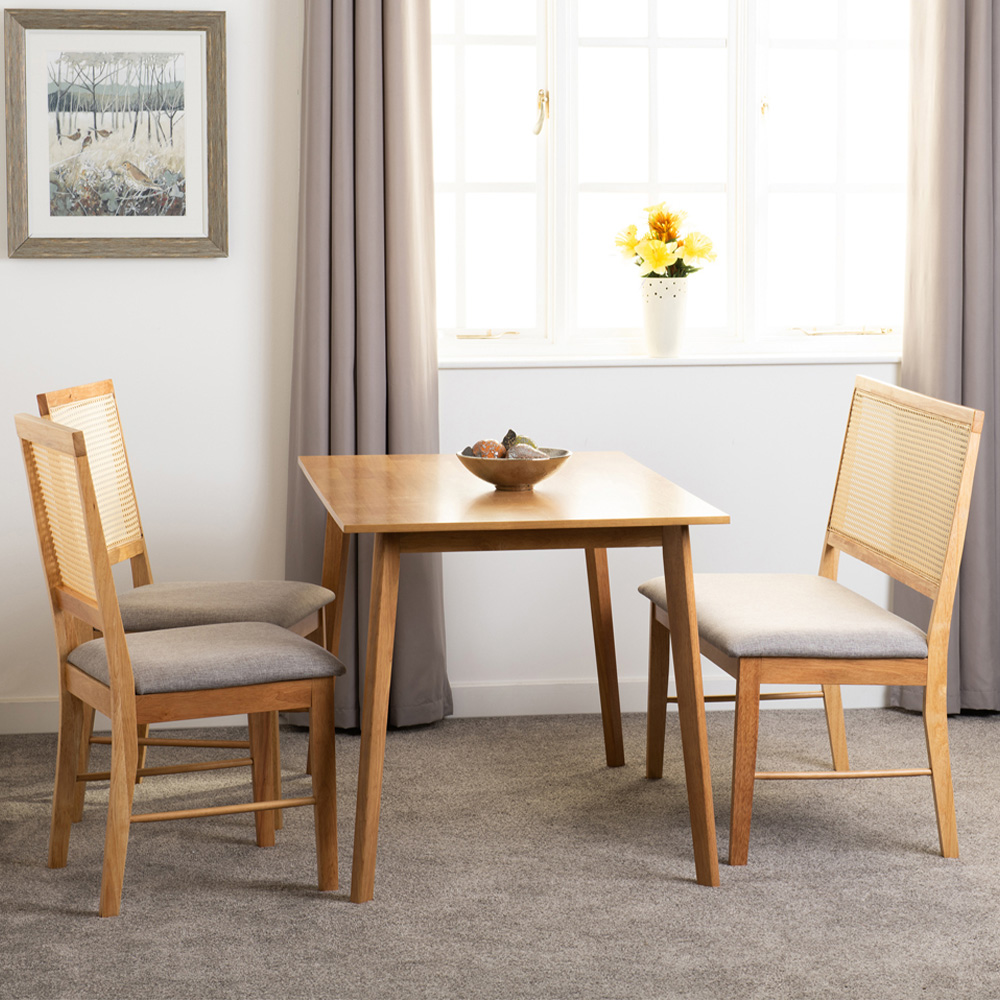 Seconique Austin Ellis Oak Effect 4 Seater Dining Table Set with Bench Grey Image 1