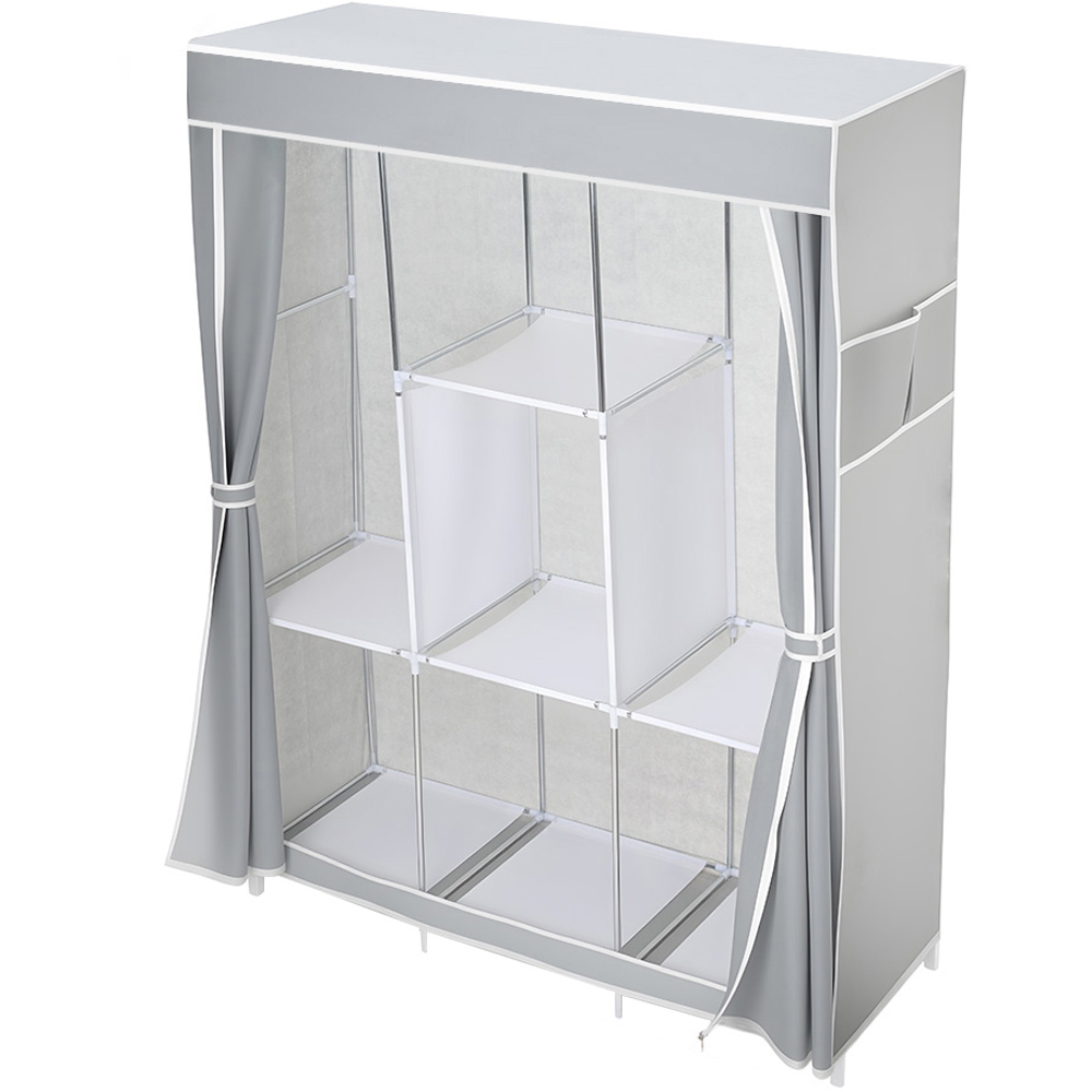 Living and Home 7 Shelf Silver and Grey Portable Fabric Wardrobe Image 2