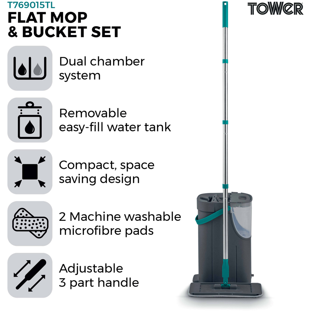 Tower Flat Mop and Bucket Set Image 2