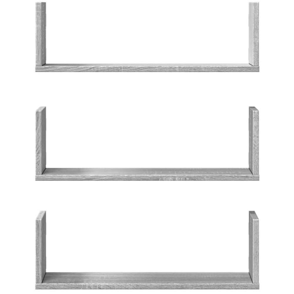 vidaXL 58cm Set of 3 Grey Sonoma Floating Wall Shelf Image 3