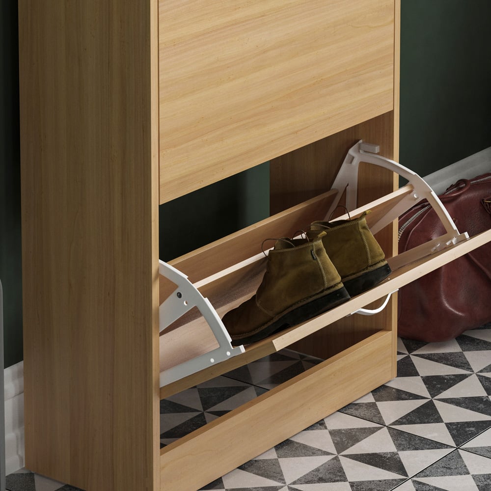 Vida Designs Pine Effect 2 Drawer Shoe Cabinet Image 5