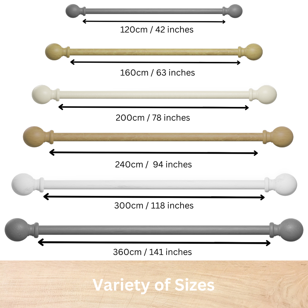 Caecus FX 300cm Wooden Antique Pine Eyelet Curtain Pole Image 3