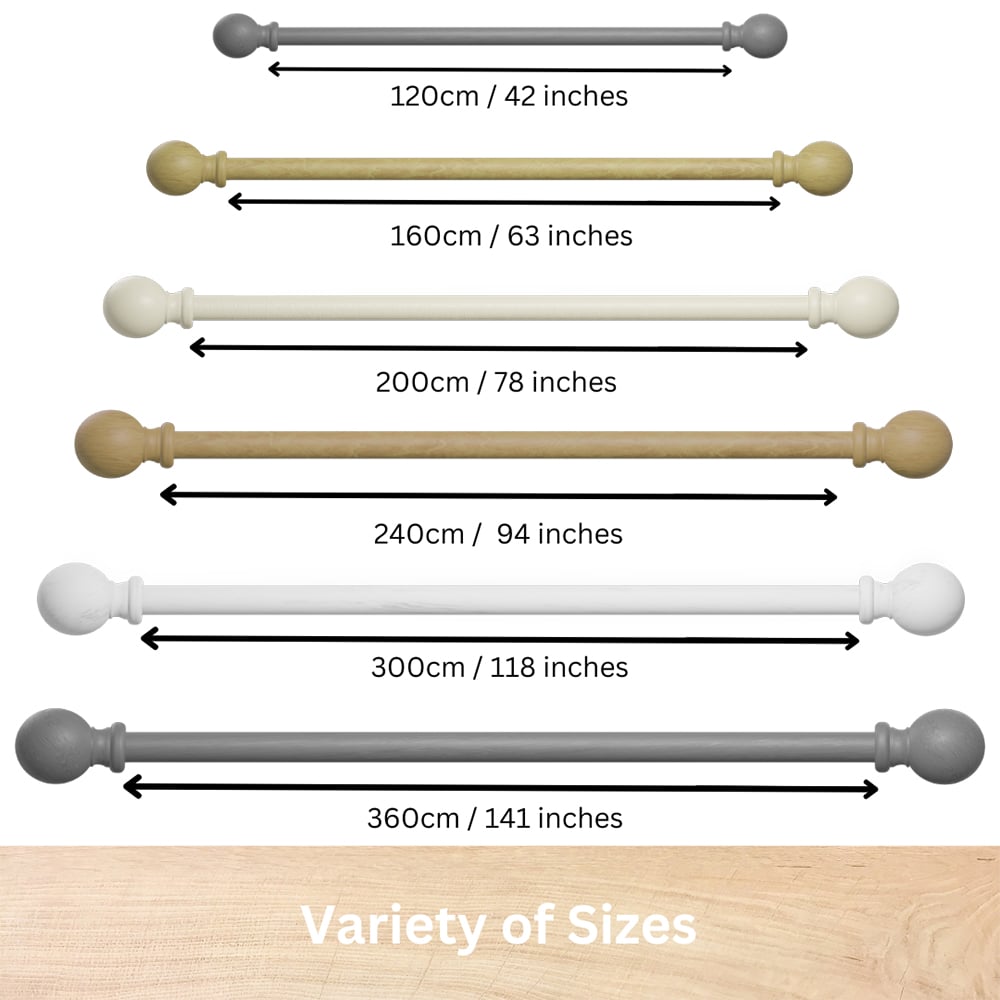 Caecus FX 160cm Wooden Grey Eyelet Curtain Pole Image 3