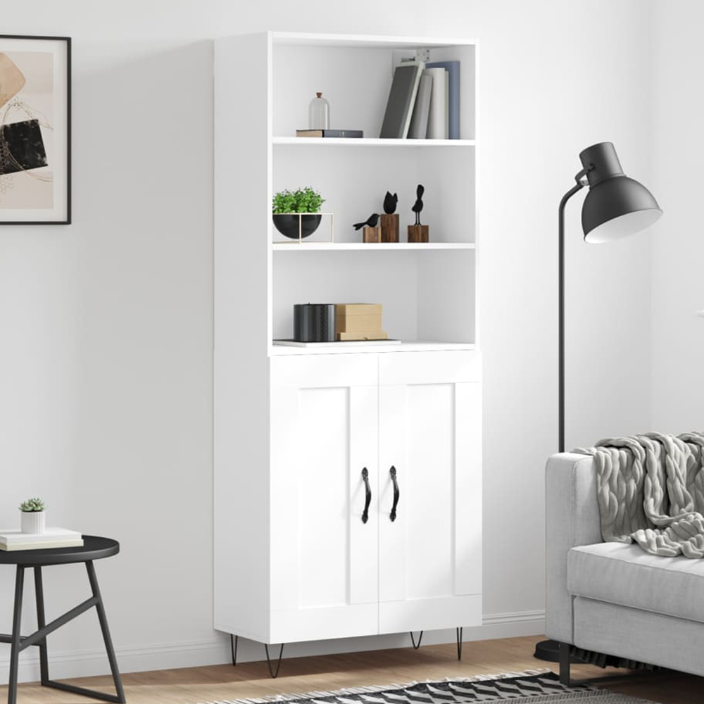 vidaXL 2 Door 3 Shelf White Highboard Image 1
