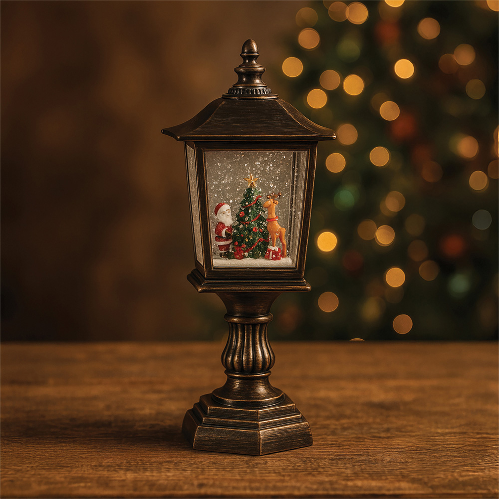 Xmas Haus Snow Swirl Glitter LED Lantern Christmas Decoration 32cm Image 2