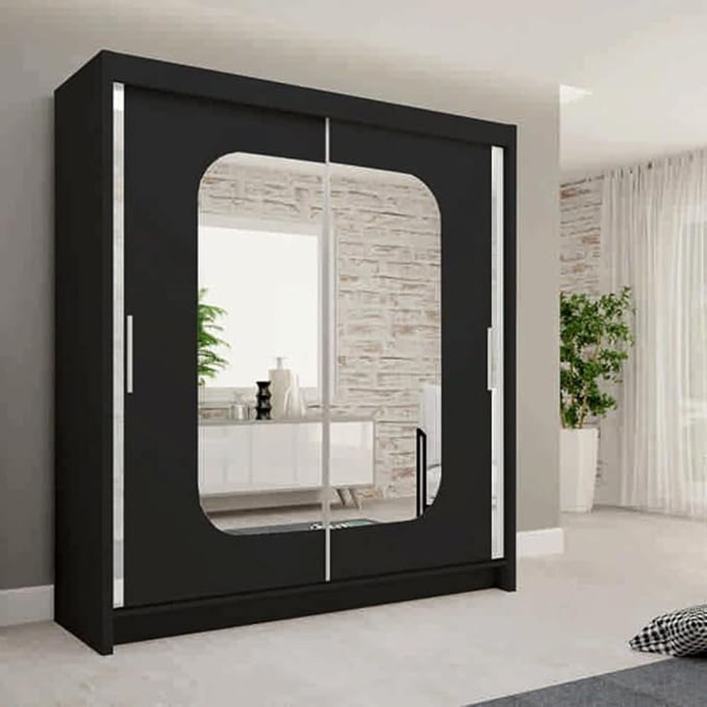 Sliding Wardrobes 4U Marika 2 Door Black Mirror Wardrobe Image 3