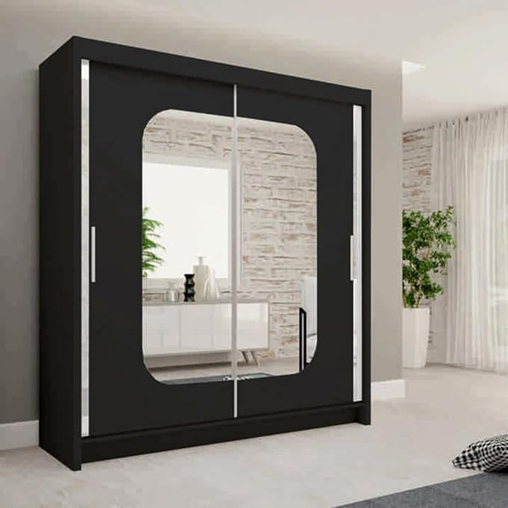 Sliding Wardrobes 4U Marika 2 Door Black Mirror Wardrobe Image 3