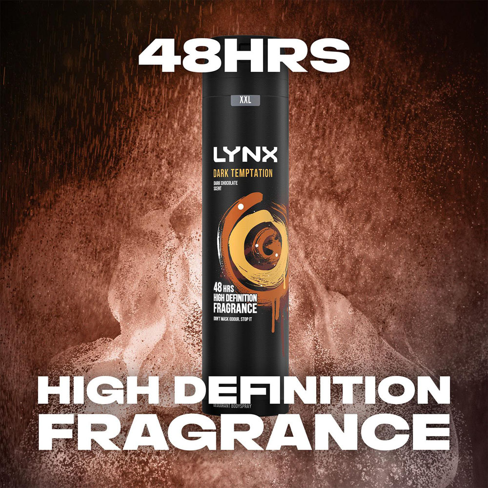 Lynx Dark Temptation Dark Chocolate 48H Protection Deodorant Body Spray 250ml 24 Pack Image 5