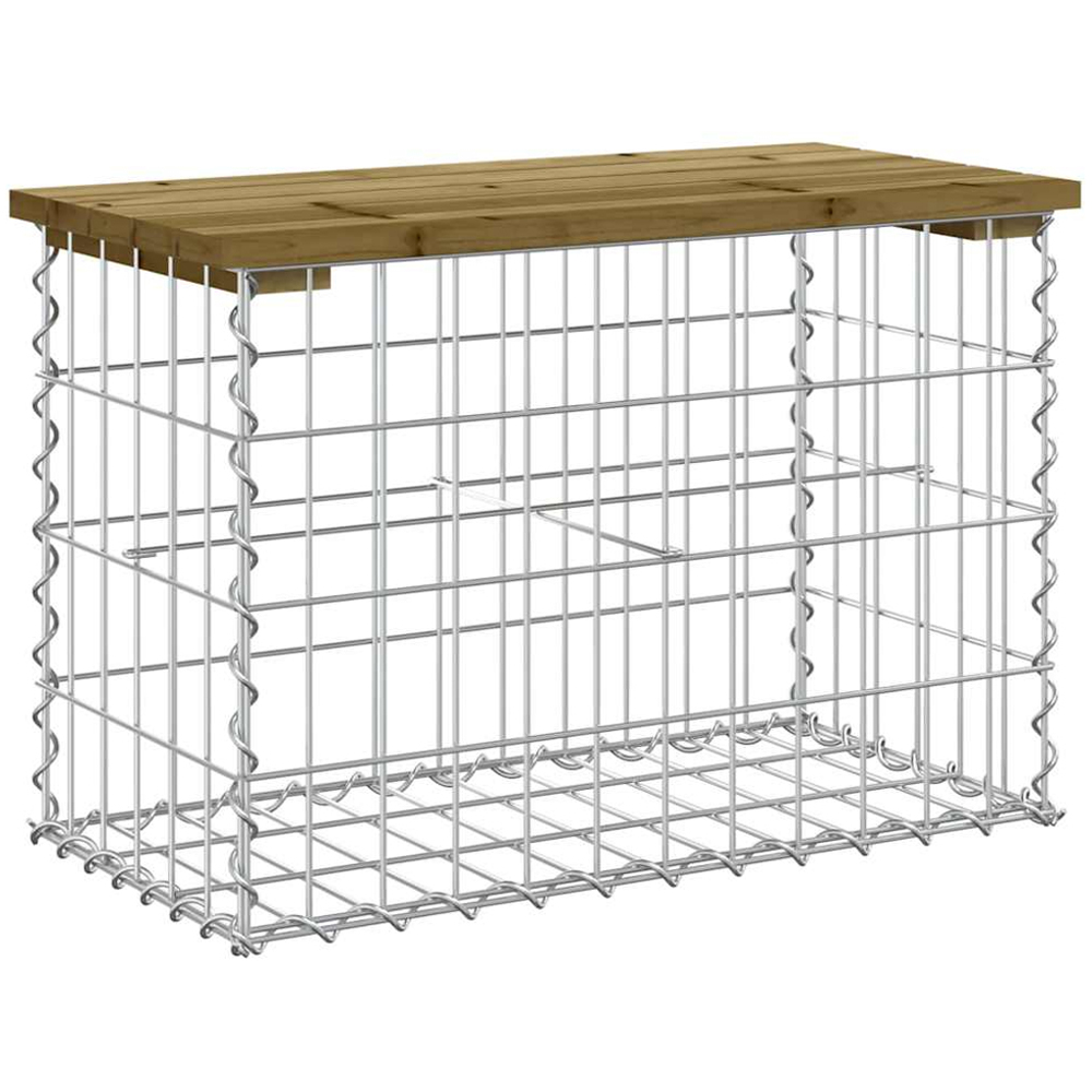 vidaXL Brown Solid Impregnated Pine Wood Gabion Design Garden Bench 63 x 31.5 x 42cm Image 1