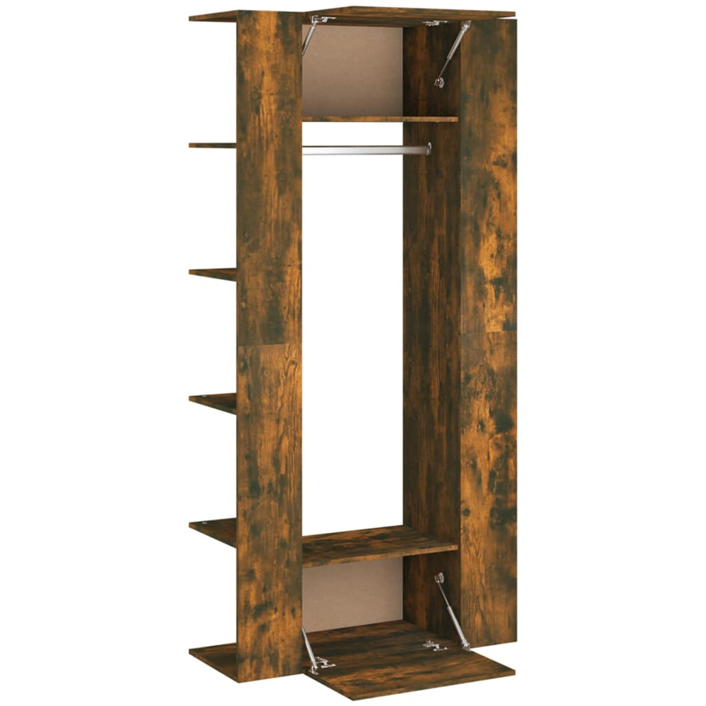 vidaXL 2 Door 6 Shelf Smoked Oak Hallway Cabinet with Rail Image 6