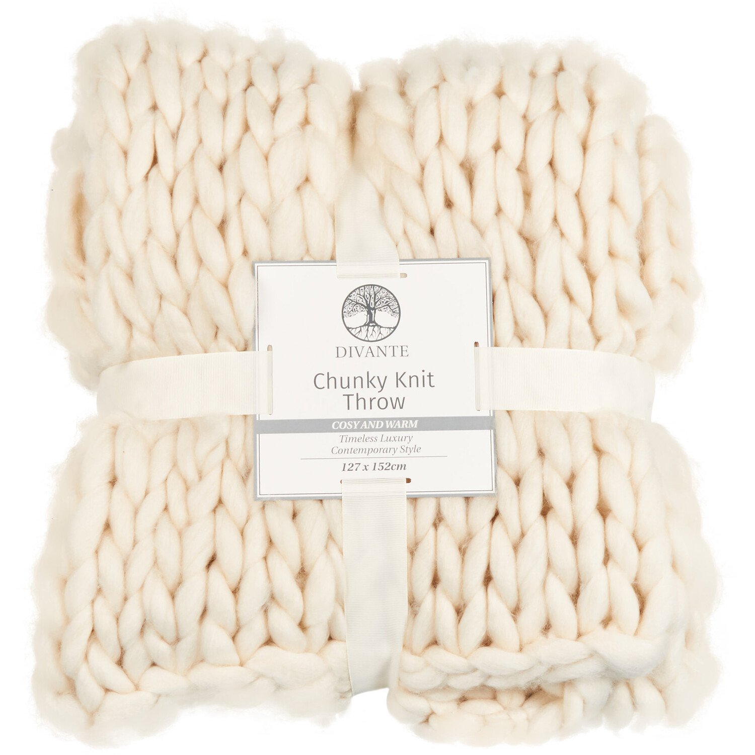Divante Chunky Knit Throw - Ivory Image 1