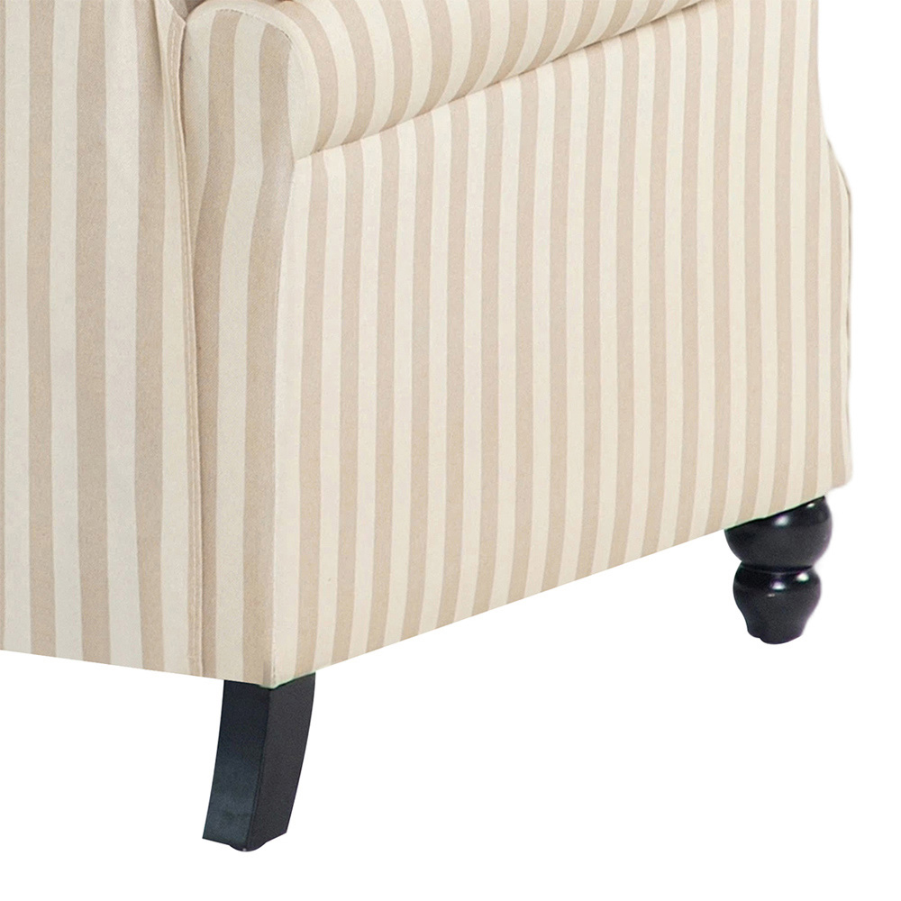 Living and Home Light Brown Striped Wingback Recliner Armchair with Adjustable Backrest and Footrest Image 6