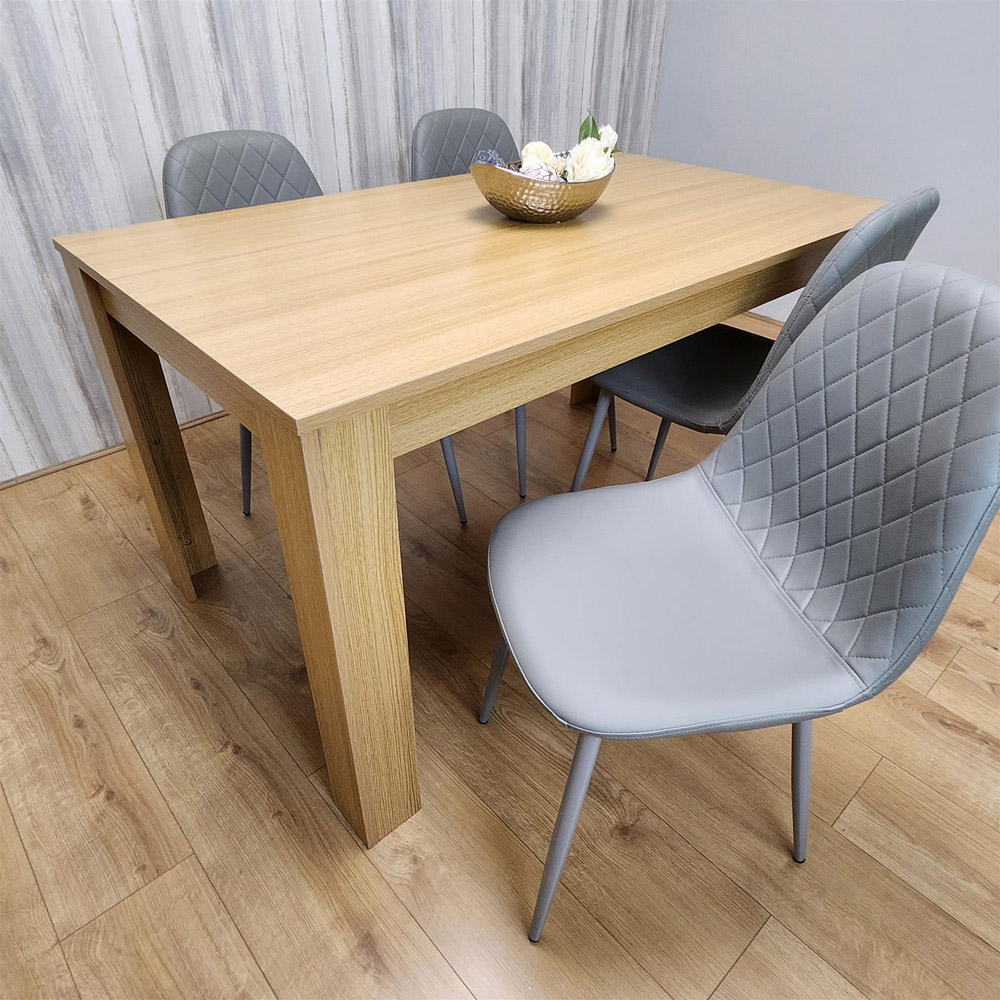 Portland 4 Seater Dining Set Oak Effect and Grey Image 3