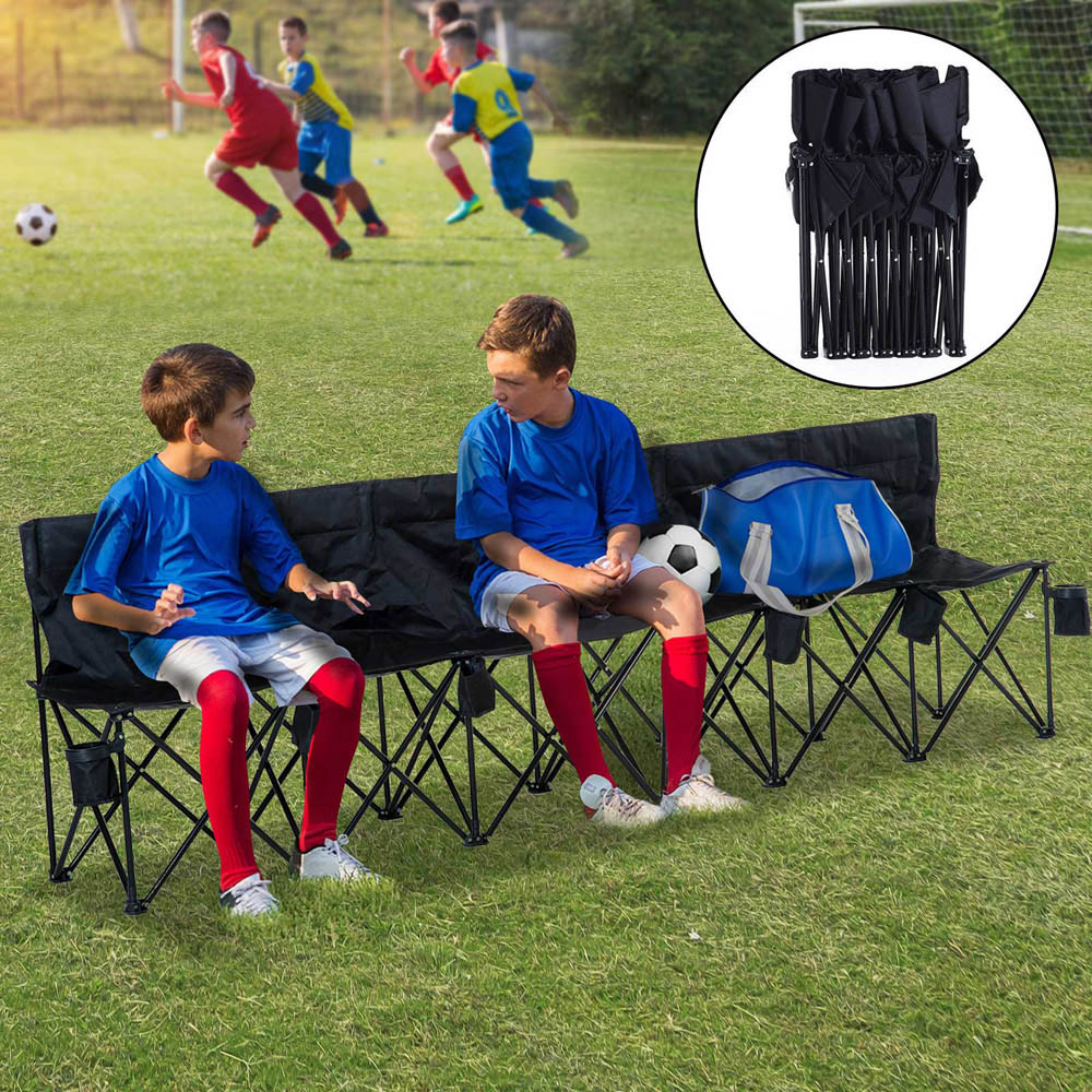 Outsunny 6 Seater Black Foldable Spectator Chair with Carry Bag Image 4
