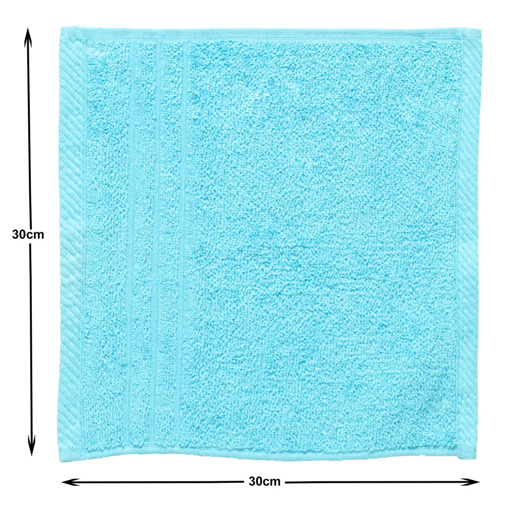 Wilko Aqua Blue Face Cloths 2 pack Wilko
