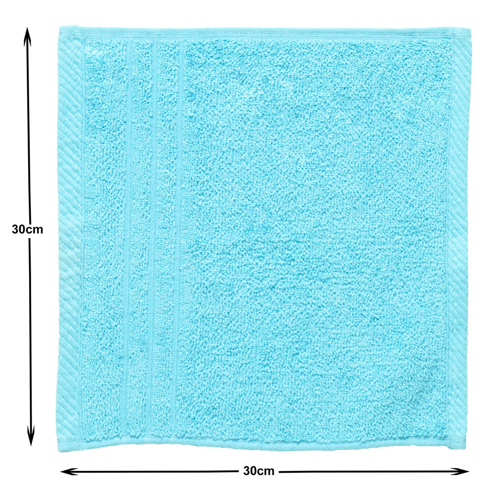 Wilko Aqua Blue Face Cloths 2 pack Image 3