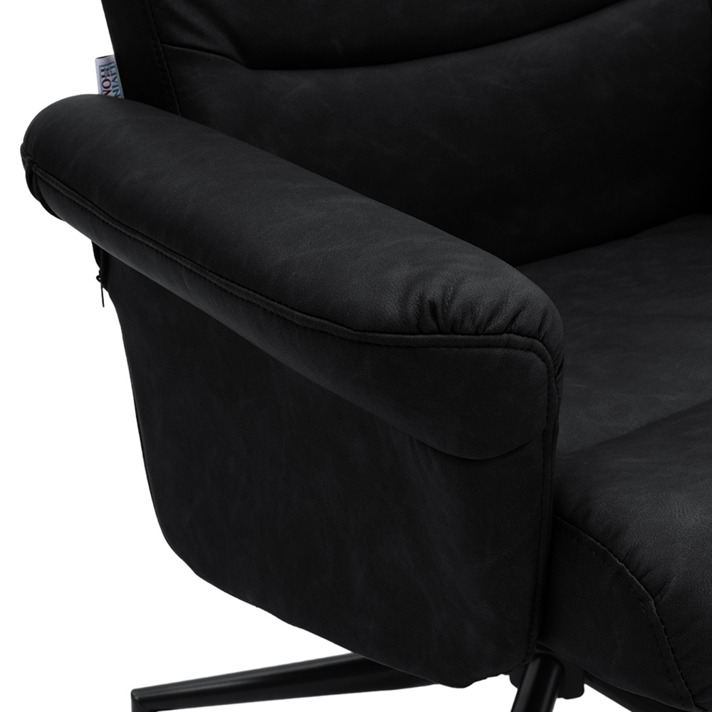 Living and Home Black Faux Leather Swivel Armchair with Footstool Image 3