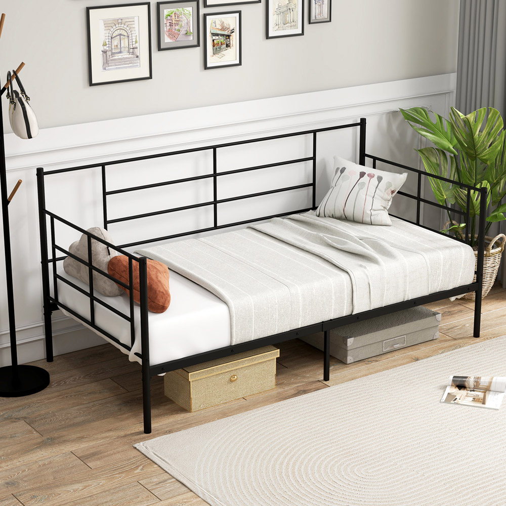 Costway Single Size 2 in 1 Black Daybed with Arms Image 3